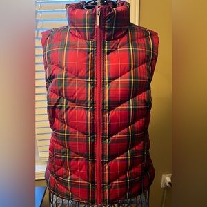 Land’s End- Red, plaid puffer coat, women’s small